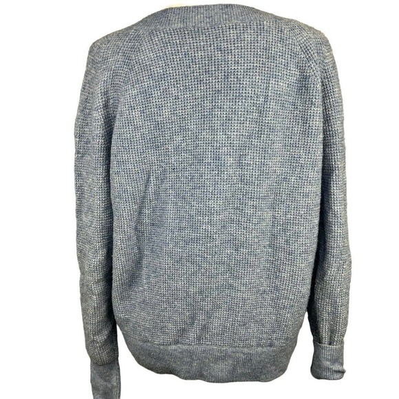 J Crew Blue Waffle Knit Merino Wool Blend Sweater Size XS Relaxed Fit - Picture 9 of 12